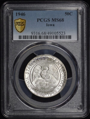 Obverse of this 1946 50C Iowa Silver Commemorative PCGS MS-68