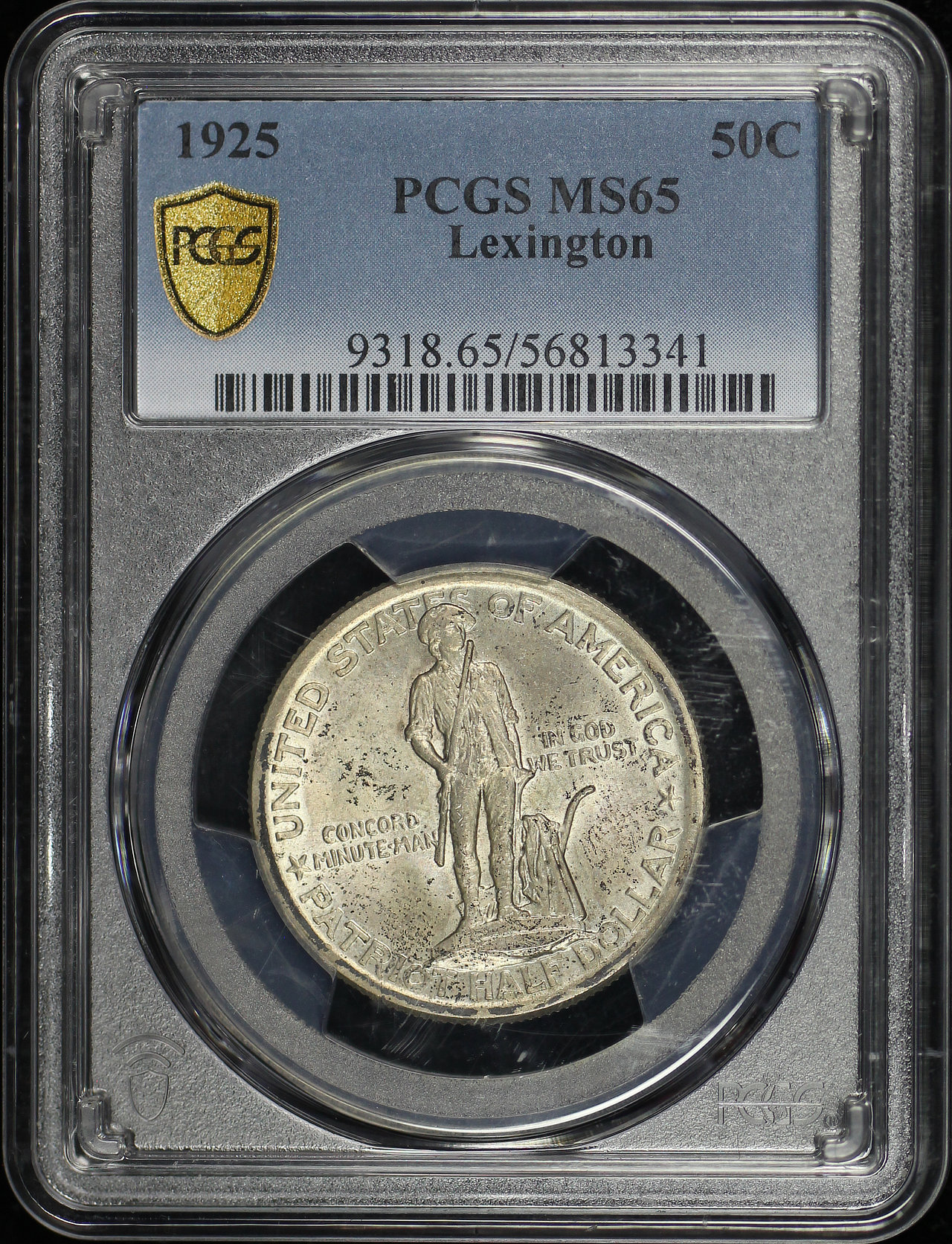 Obverse of this 1925 Silver Commemorative Lexington 50C PCGS MS-65