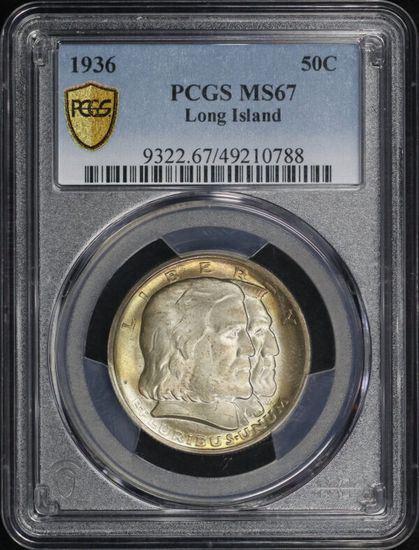 Obverse of this 1936 50C Long Island Silver Commemorative PCGS MS-67