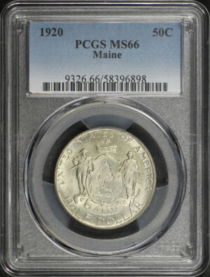 Obverse of this 1920 Silver Commemorative Maine 50C PCGS MS-66