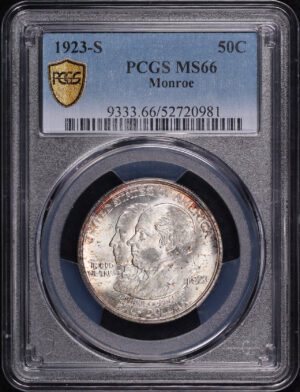 Obverse of this 1923-S 50C Monroe Silver Commemorative PCGS MS-66