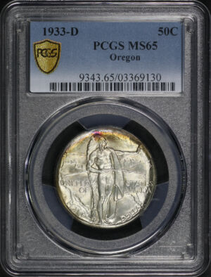 Obverse of this 1933-D 50C Oregon Silver Commemorative PCGS MS-65