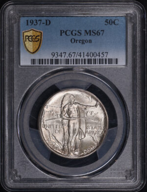 Obverse of this 1937-D 50C Oregon Silver Commemorative PCGS MS-67