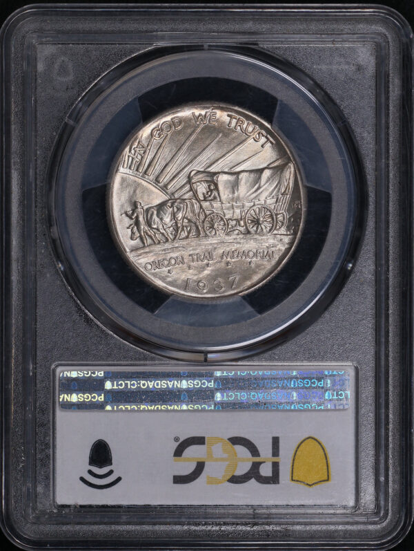 Reverse of this 1937-D 50C Oregon Silver Commemorative PCGS MS-67