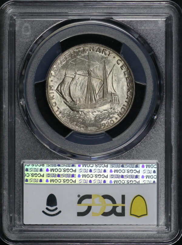 Reverse of this 1920 50C Pilgrim Silver Commemorative PCGS MS-65