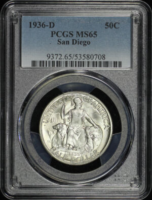 Obverse of this 1936-D 50C San Diego Silver Commemorative PCGS MS-65