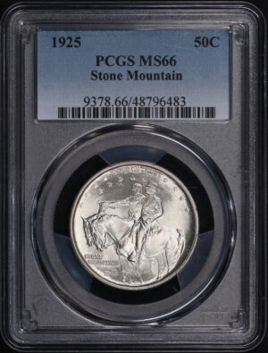 Obverse of this 1925 50C Stone Mountain Silver Commemorative PCGS MS-66