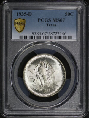 Obverse of this 1935-D 50C Texas Silver Commemorative PCGS MS-67