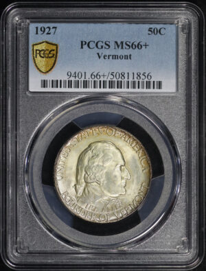 Obverse of this 1927 50C Vermont Silver Commemorative PCGS MS-66+