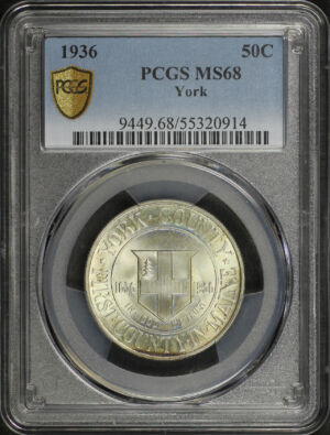 Obverse of this 1936 Silver Commemorative York 50C PCGS MS-68