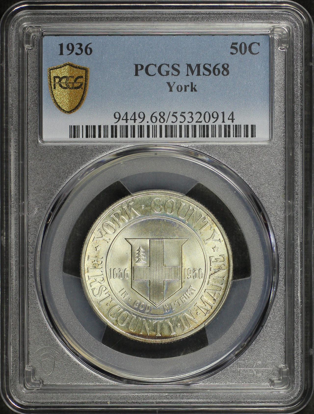 Obverse of this 1936 Silver Commemorative York 50C PCGS MS-68