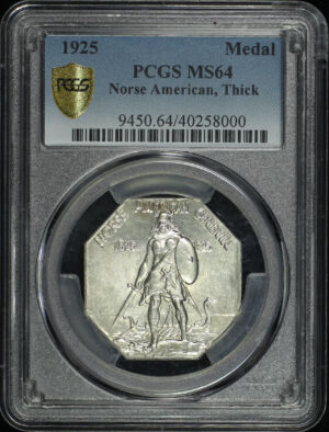 Obverse of this 1925 Norse American Thick Medal PCGS MS-64