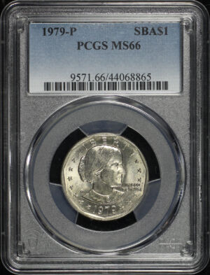 Obverse of this 1979-P Susan B. Anthony Dollar PCGS MS-66
