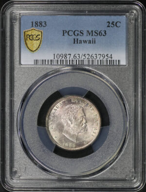 Obverse of this 1883 Liberty Seated Quarter Hawaii PCGS MS-63