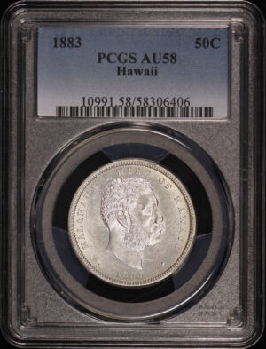 Obverse of this 1883 Liberty Seated Half Dollar Hawaii PCGS AU-58