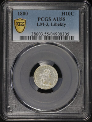 Obverse of this 1800 Draped Bust Half Dime LM-3, Libekty PCGS AU-55