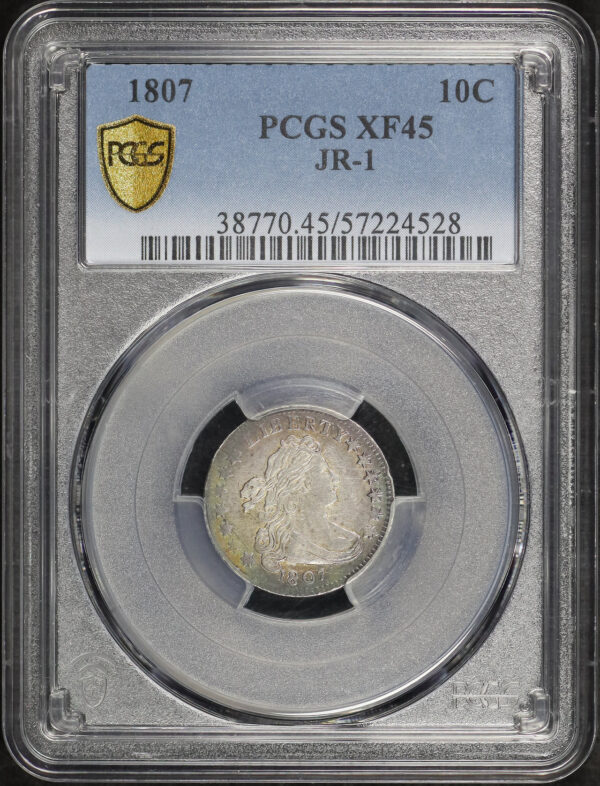 Obverse of this 1807 Draped Bust Dime JR-1 PCGS XF-45 