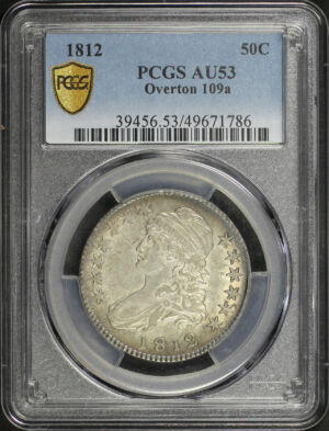 Obverse of this 1812 Capped Bust Half Dollar O-109a PCGS AU-53
