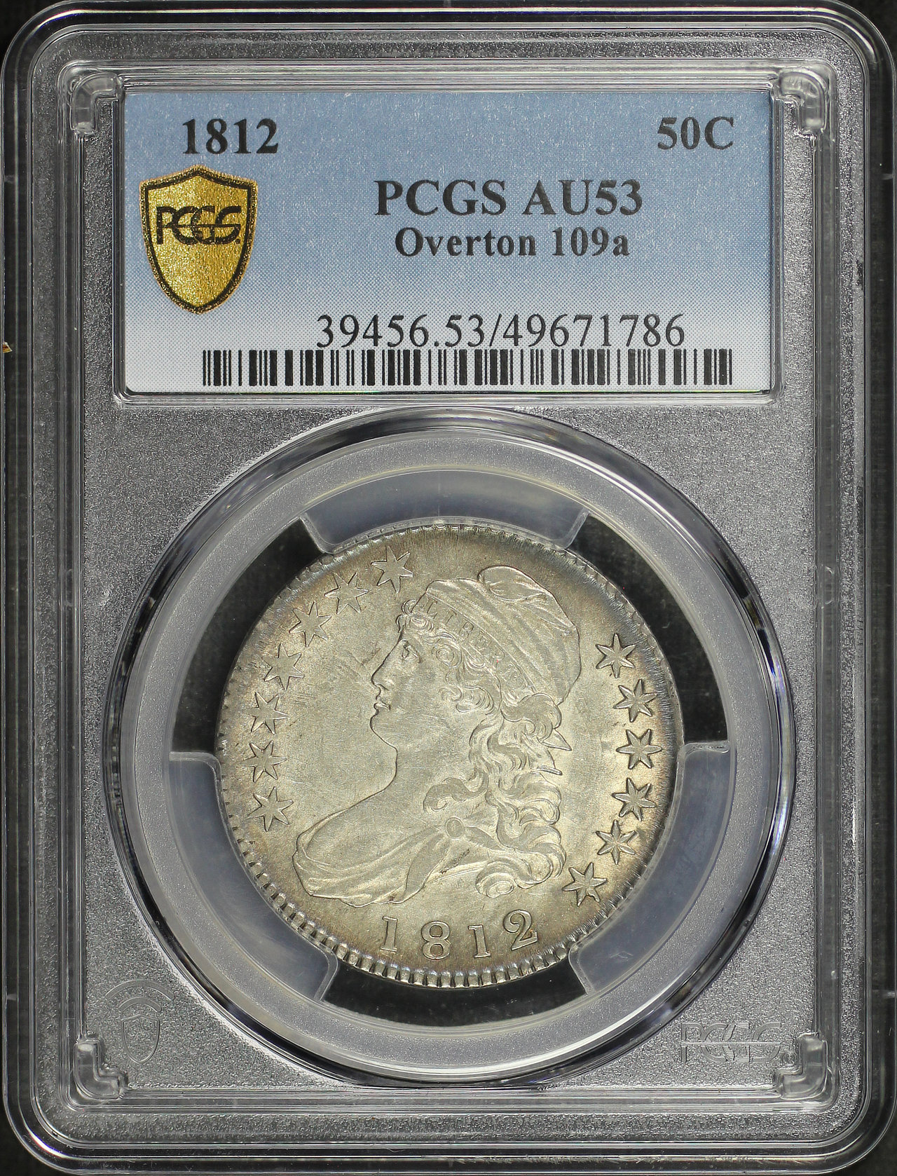 Obverse of this 1812 Capped Bust Half Dollar O-109a PCGS AU-53