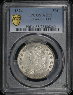 Obverse of this 1824 Capped Bust Half Dollar O-113 PCGS AU-55