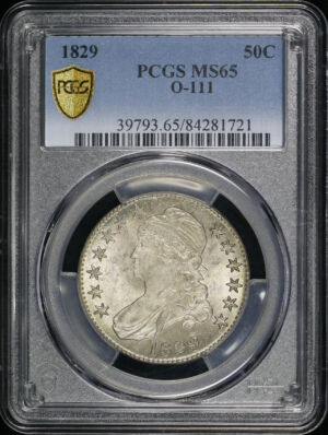 Obverse of this 1829 Capped Bust Half Dollar O-111 PCGS MS-65