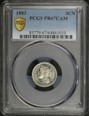 Obverse of this 1883 Three Cent Nickel PCGS PR-67 Cameo