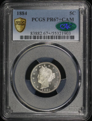 Obverse of this 1884 Liberty Nickel PCGS PR-67+ CAC Cameo