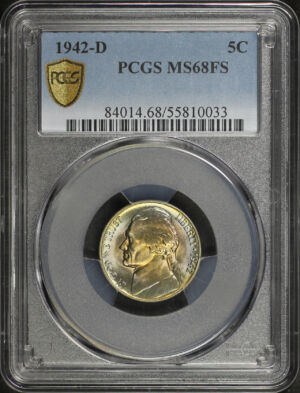Obverse of this 1942-D Jefferson Nickel PCGS MS-68 FS