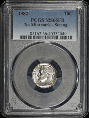 Obverse of this 1982 Roosevelt Dime No Mintmark – Strong PCGS MS-66