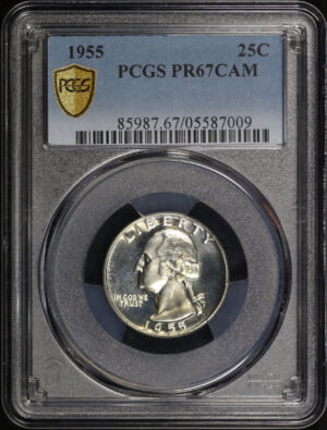 Obverse of this 1955 Washington Quarter PCGS PR-67 CAM