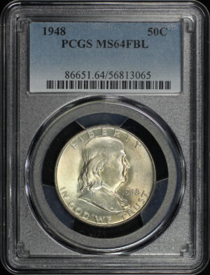 Obverse of this 1948 Franklin Half Dollar PCGS MS-64 FBL
