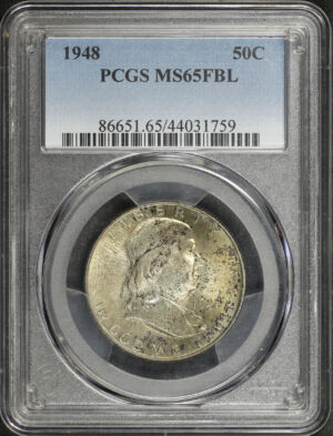Obverse of this 1948 Franklin Half Dollar PCGS MS-65 FBL