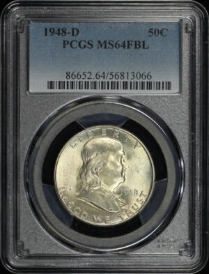 Obverse of this 1948-D Franklin Half Dollar PCGS MS-64 FBL