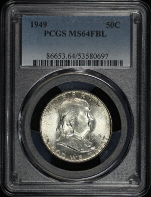 Obverse of this 1949 Franklin Half Dollar PCGS MS-64 FBL