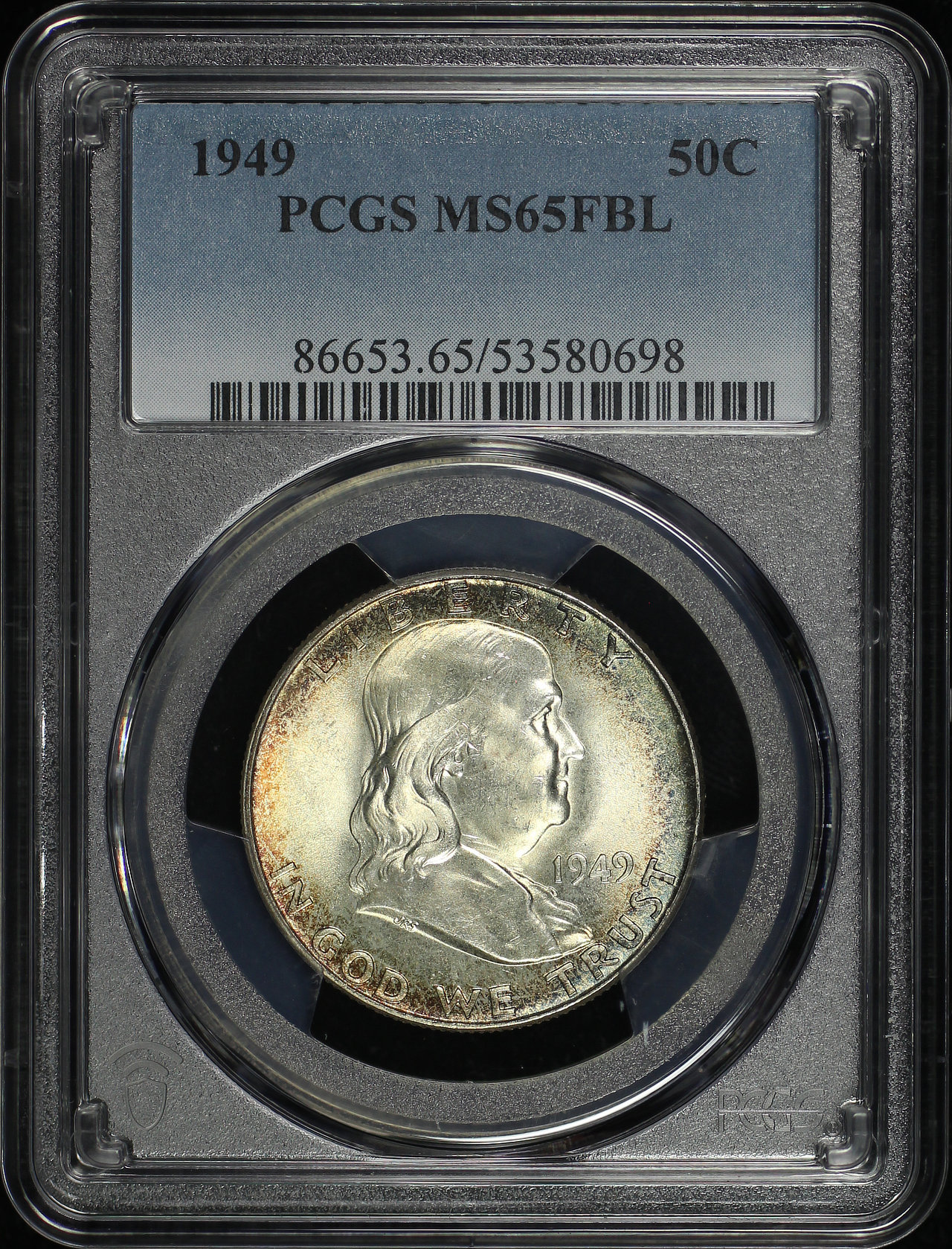 1949 Franklin Half Dollar PCGS MS-65 FBL