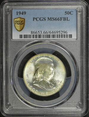 Obverse of this 1949 Franklin Half Dollar PCGS MS-66 FBL