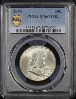 Obverse of this 1949 Franklin Half Dollar PCGS MS-67 FBL