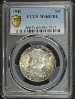 Obverse of this 1949 Franklin Half Dollar PCGS MS-65 FBL