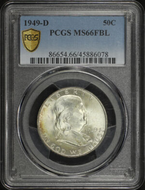 Obverse of this 1949-D Franklin Half Dollar PCGS MS-66
