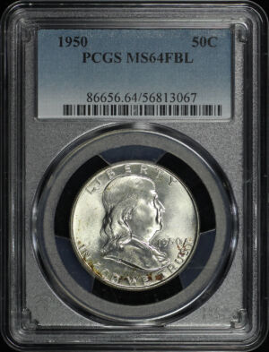 Obverse of this 1950 Franklin Half Dollar PCGS MS-64 FBL