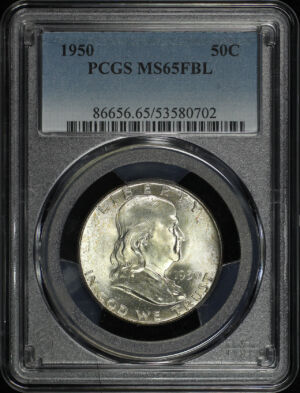 Obverse of this 1950 Franklin Half Dollar PCGS MS-65 FBL