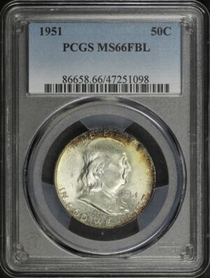 Obverse of this 1951 Franklin Half Dollar PCGS MS-66 FBL