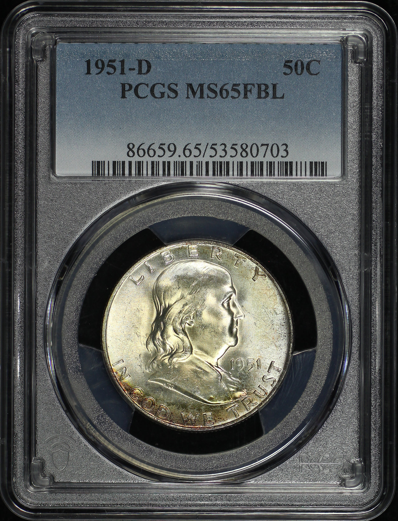 1951-D Franklin Half Dollar PCGS MS-65 FBL