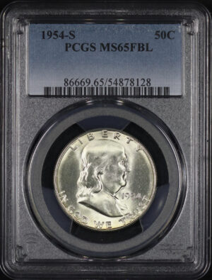 Obverse of this 1954-S Franklin Half Dollar PCGS MS-65 FBL