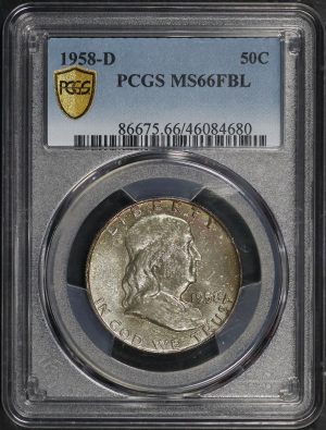 Obverse of this 1958-D Franklin Half Dollar PCGS MS-66 FBL