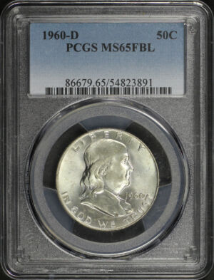 Obverse of this 1960-D Franklin Half Dollar PCGS MS-65 FBL