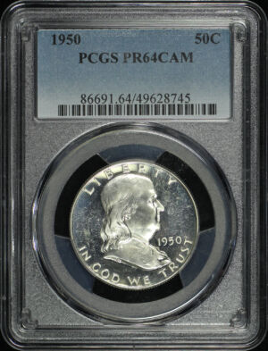 Obverse of this 1950 Franklin Half Dollar PCGS PR-64 CAM