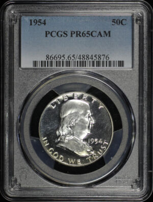 Obverse of this 1954 Franklin Half Dollar PCGS PR-65 CAM