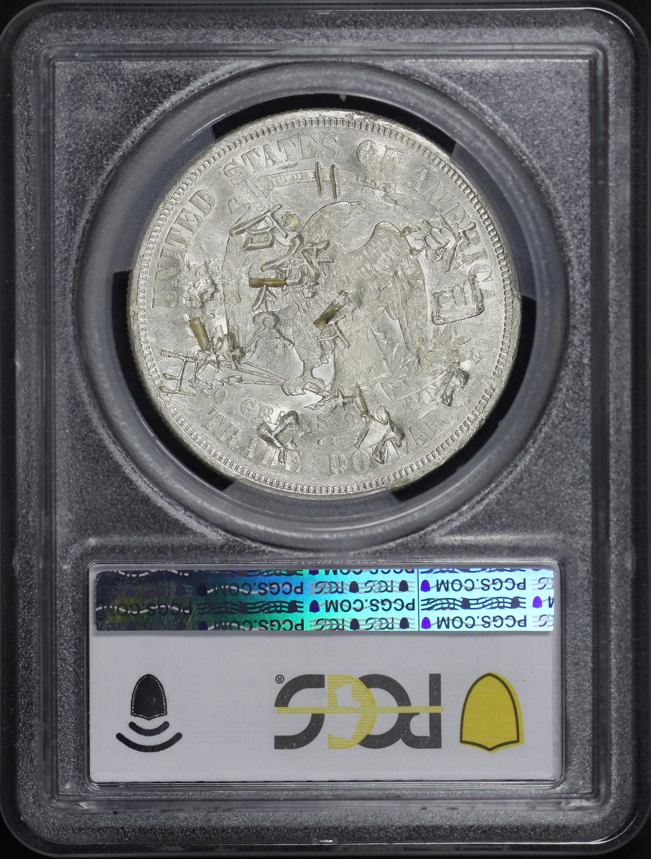 Reverse of this 1874-CC Trade Dollar PCGS XF-45 Chopmarked