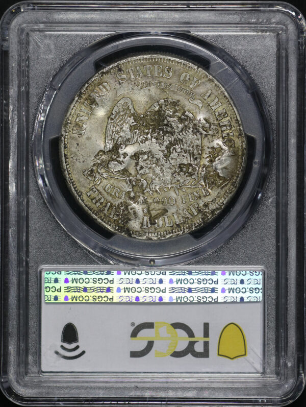 Reverse of this 1874-S Trade Dollar Chopmarked PCGS VF-30